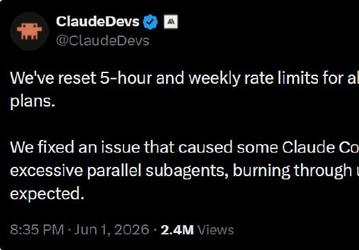 Anthropic обнулила лимиты Claude Code после сбоя, который ускоренно расходовал квоты пользователей