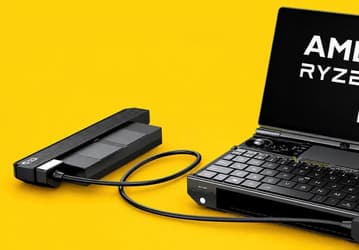 Это 9-дюймовый ноутбук с Ryzen AI Max и без батареи внутри. Аккумулятор GPD WIN Max 3 подключается двумя разными способами