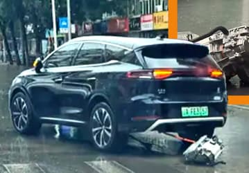 В Китае у кроссовера BYD Tang во время движения оторвался мотор, но машина смогла самостоятельно ехать дальше