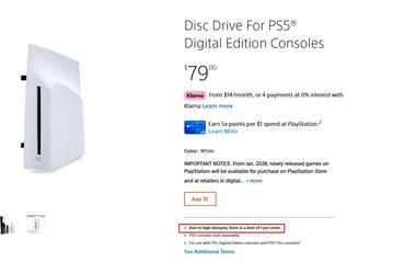 Продажи дисковода для PlayStation 5 взлетели так сильно, что Sony теперь продаёт только по одной штуке в одни руки