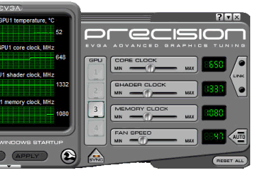 EVGA Precision v.2.0.4 - бесплатная программа для настройки EVGA-видеокарт на максимальное быстродействие