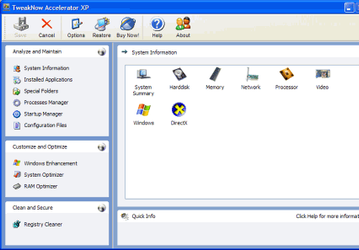 Настройщики: TweakNow Accelerator XP v.2.4.0