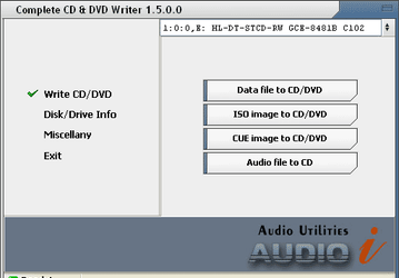 Запись: Complete CD & DVD Writer v.1.5