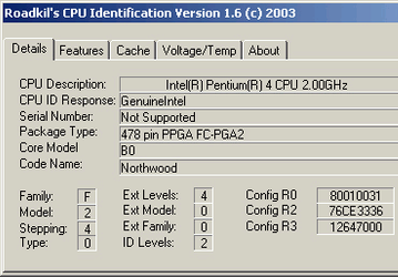 Диагностика: CPU Identification v.1.6