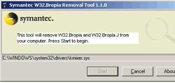 Антивирусы: Symantec W32.Bropia Removal Tool v.1.3.2