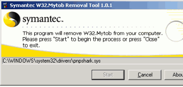 Антивирусы: Symantec W32.Mytob@mm Removal Tool v.1.11.0
