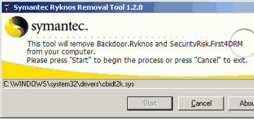 Антивирусы: Symantec Backdoor.Ryknos Removal Tool v.1.2.0