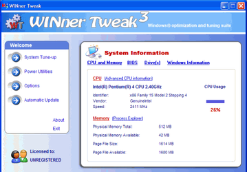 Настройщики: WINner Tweak SE3 v.3.6.2