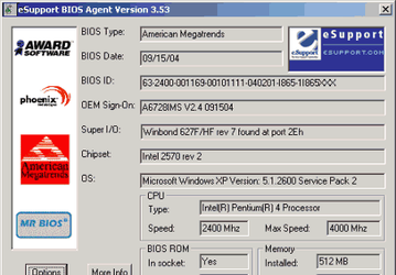Диагностика: BIOS Agent v.3.55