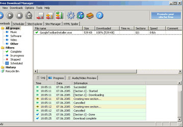 Диспетчеры закачек: Free Download Manager v.2.1 Build 494