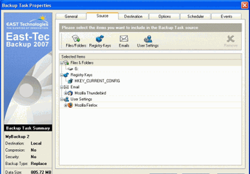Резервное копирование: East-Tec Backup 2007 v.1.2