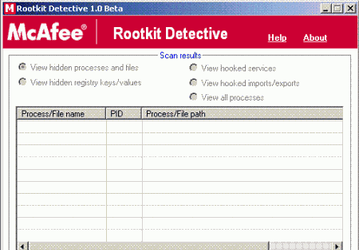Антивирусы: McAfee Rootkit Detective v.1.0.0.41 Beta