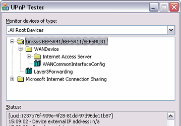 Universal Plug-and-Play Tester (UPnPTest) v.2.11 - утилита, отображающая список всех доступных устройств, совместимых с Universal Plug-and-Play