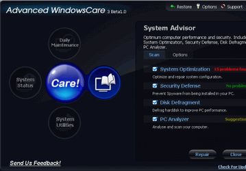 Утилиты: Advanced WindowsCare 3 Beta 1
