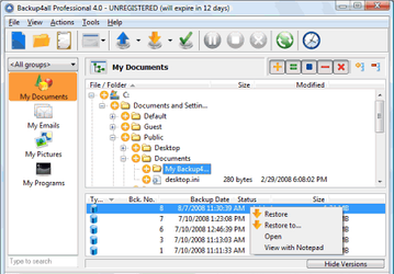 Резервное копирование: Backup4all v.4.0 Build 105