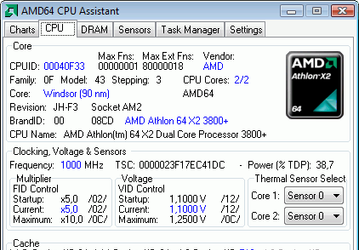 AMD64 CPU Assistant v.0.10.3 - программа для мониторинга температуры ядра процессоров семейства AMD64