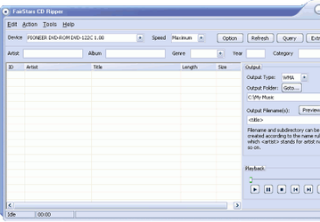 FairStars CD Ripper v.1.60 - бесплатное приложение для конвертирования "на лету" содержимого музыкальных компакт-дисков 