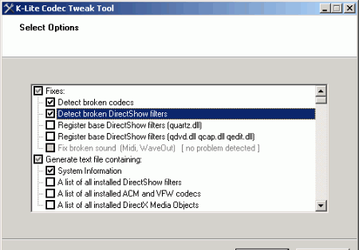 K-Lite Codec Tweak Tool v.5.0.8 - утилита для удаления поврежденных фильтров