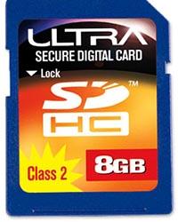 8 Гб Ultra памяти формата SDHC за 150 долл.  
