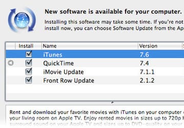 Apple выпустила обновления iTunes, QuickTime, iMovie и Front Row