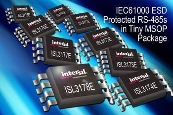 Intersil выпускает приемопередатчики RS-485/RS-422 в миниатюрных корпусах
