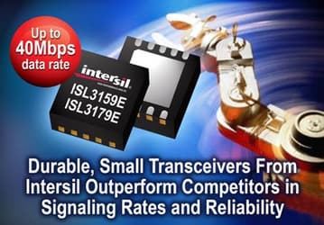 Intersil ISL3159E и ISL3179E: самые маленькие в мире 40-Мбит/с приемопередатчики RS-485/RS-422