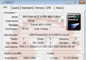 AMD Phenom II X4 955 Black Edition работает на частоте 7 ГГц