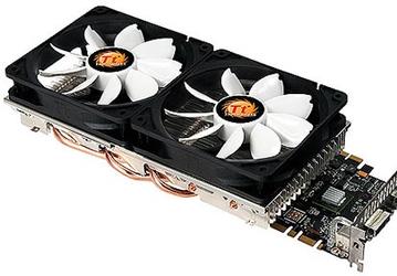 Thermaltake ставит в тихий кулер для 3D-карт два 120-миллиметровых вентилятора 