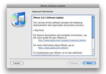 Apple выпустила  iPhone 2.0.1 Software Update  