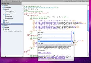 Taco HTML Edit 2.6.9 — редактор HTML и PHP для Mac