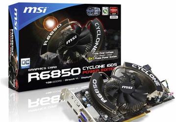 3D-карта MSI R6850 Cyclone 1GD5 Power Edition оснащена охладителем повышенной эффективности