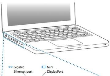 В новом MacBook через Mini DisplayPort передается аудио и видео 