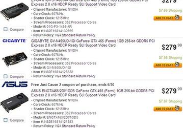 3D-карты NVIDIA GeForce GTX 465 появились в онлайновой продаже