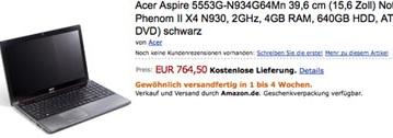 Первые сведения о ноутбуках Acer Aspire с процессорами Phenom II