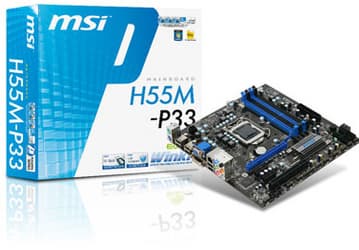 MSI H55M-P33 — материнская плата типоразмера Micro-ATX на чипсете Intel H55