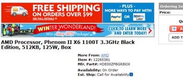 Процессор AMD Phenom II X6 1100T замечен в онлайновой продаже