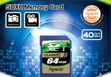 Представлена карта памяти Apacer SDXC UHS-1 Class 10 объемом 64 ГБ