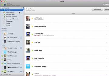 Skype 5 Beta для Mac обладает однооконным интерфейсом