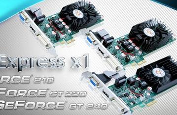 Карты Sparkle на базе GeForce GT220, 210 и GT240 используют интерфейс PCI Express x1