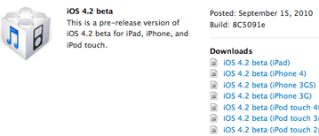 Apple выпустила первую бета-версию iOS 4.2, с поддержкой iPad