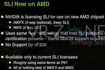 Платы на чипсетах AMD 9-й серии смогут поддерживать NVIDIA SLI