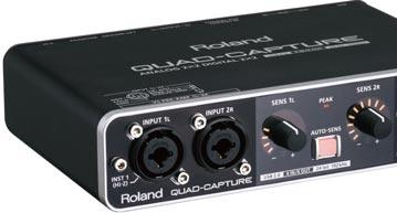 Звуковой интерфейс Roland Quad-Capture с четырьмя входами подключается к порту USB 2.0
