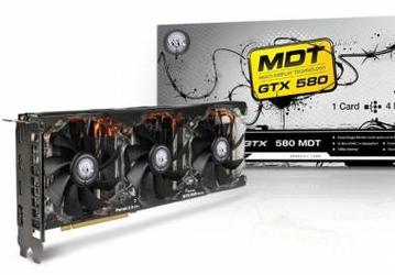 Видеокарта KFA2 GTX 580 MDT X4 EX OC рассчитана на подключение четырёх мониторов