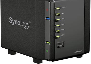 NAS Synology DiskStation DS411slim вмещает HDD типоразмера 2,5 дюйма суммарным объемом до 4 ТБ