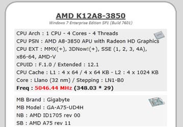 APU AMD Llano A8-3850 разогнан до 5 ГГц