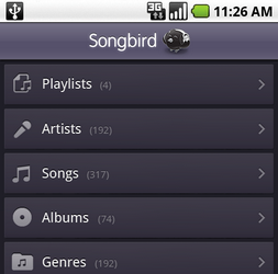 Плеер Songbird для Android 1.5 улучшает использование памяти