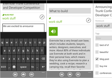 Клиент Evernote 2.5.4.0 для Windows Phone 7 с блокировкой по PIN-коду