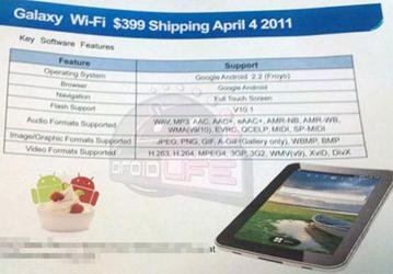 Samsung Galaxy Tab с поддержкой исключительно Wi-Fi поступит в продажу 4 апреля, а Motorola Xoom — 27 марта
