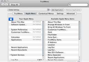 FruitMenu 3.8.4 — настройка «яблочного» меню Mac OS X