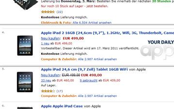 Скриншот Amazon.de свидетельствует о том, что iPad 2 получит порт Thunderbolt 